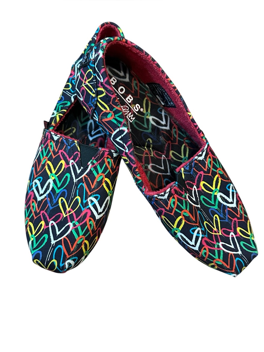 Sketchers Bobs Women Love Rules Bright Hearts Slip On Size 6.5 Memory Foam Chic